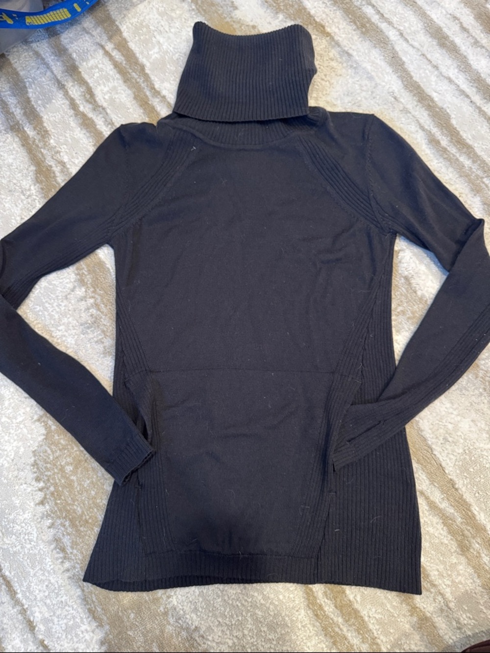 lululemon athletica Black wool Ribbed Turtleneck Sweater